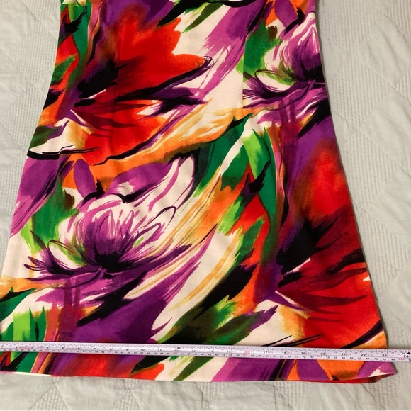 TIANA B. DRESS FLORAL Abstract ROUND NECK STRETCH Colorful Floral Sleeveless M - Picture 9 of 12
